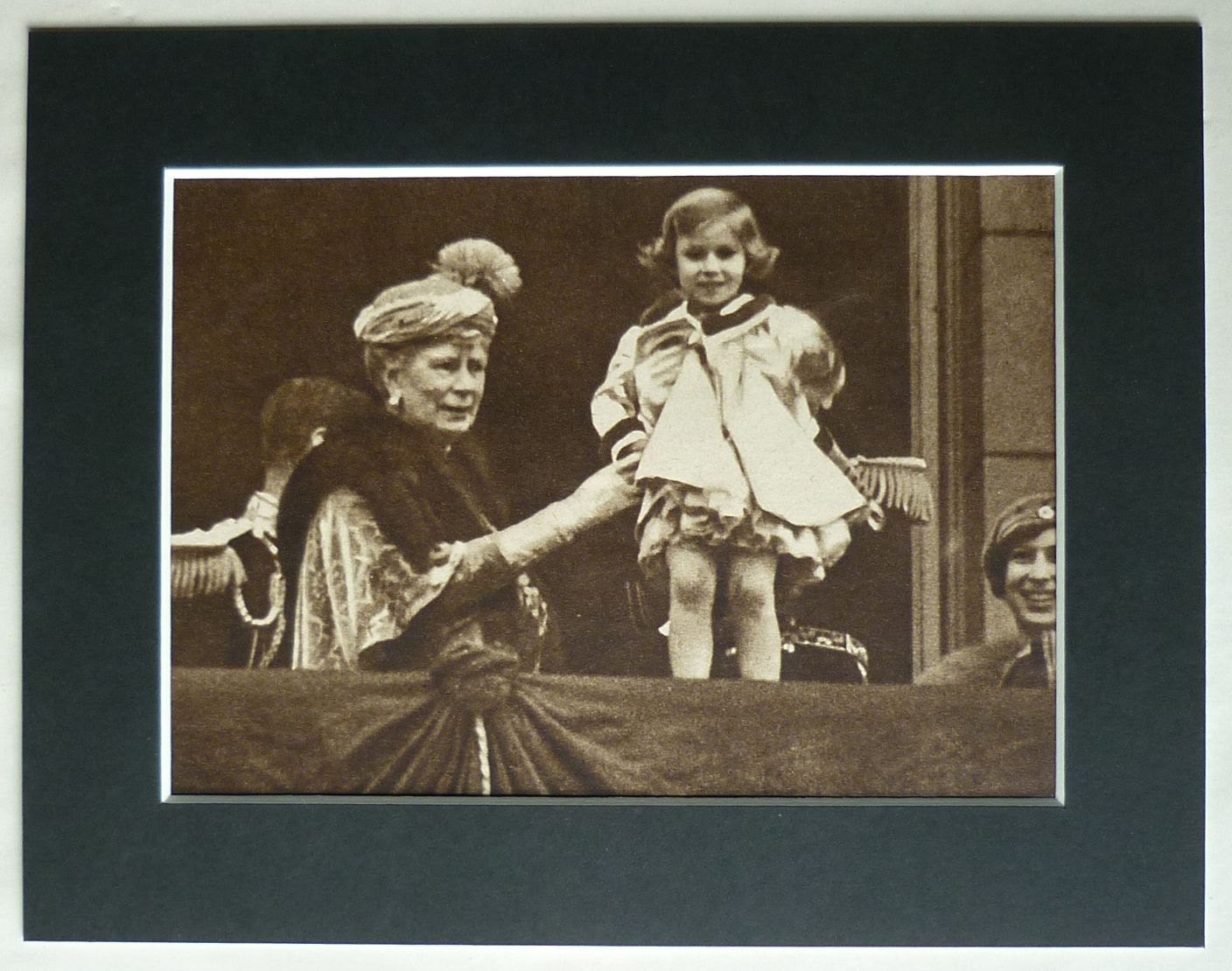 Image of 1930S Vintage British Royal Family Print Of Princess Margaret & Queen Mary Teck Sepia Royalty Decor, English History Art, Great Britain