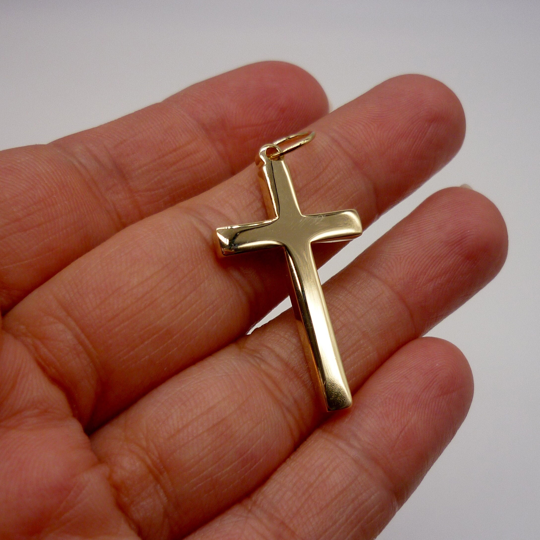 純金クロス付きドッグクリップ留めチェーン - Etsy 日本
