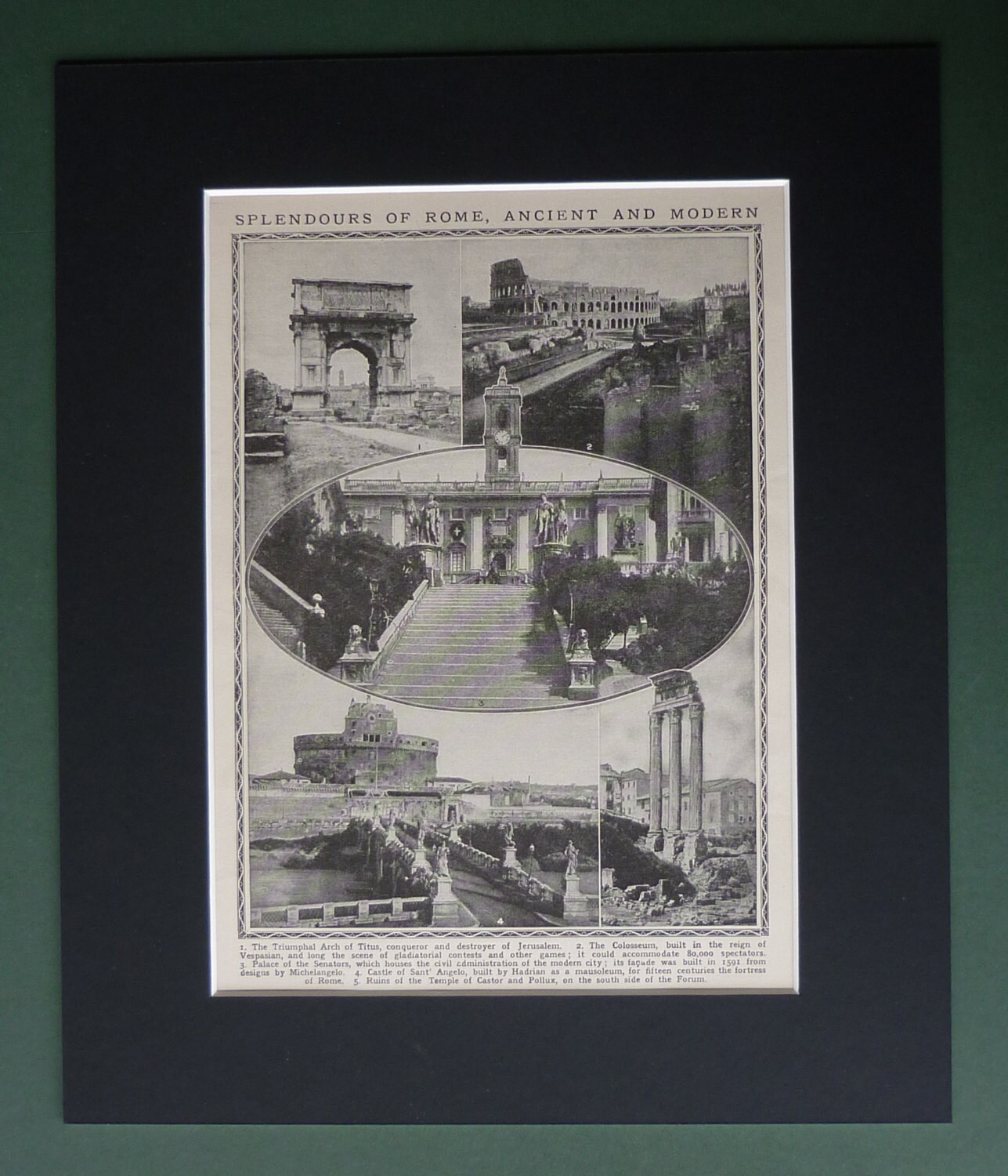 Image of 1930S Vintage Print Of Rome - Italian Gift Available Framed Roman Art Ancient Ruins Colosseum Encyclopedia