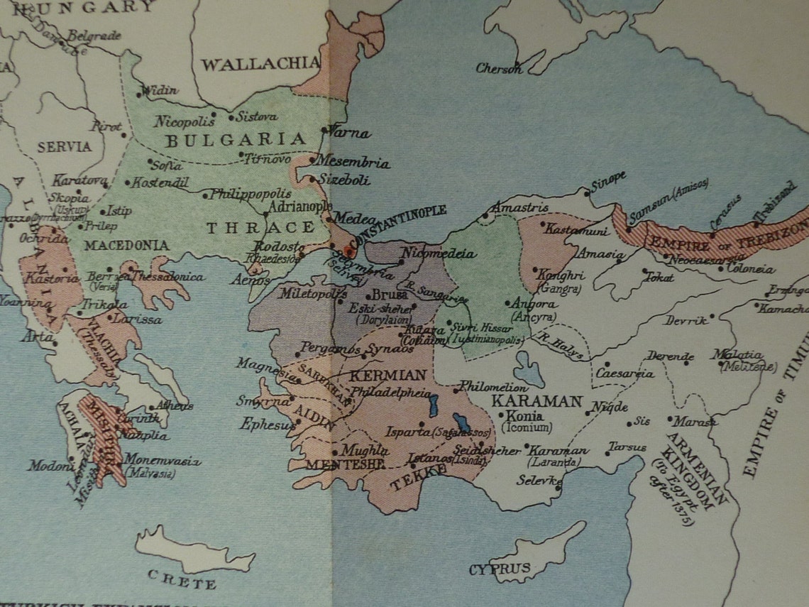 Original 1901 Map Of Turkish Empire Turkey Print Asia | Etsy