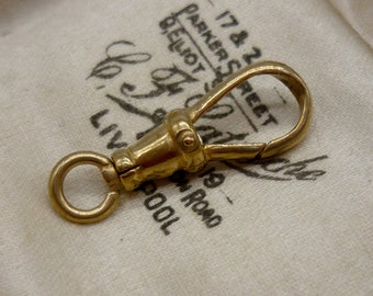 9k Yellow Gold Dog Clip Clasp: Victorian Swivel Charm Holder