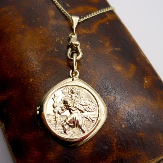 Ciondolo San Cristoforo In Oro 9 Carati - 18 Mm Con Catenina 45,7 Cm, Unisex, Made In Italy - 5