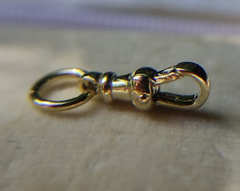 Gold Dog Clip Solid 9ct Charm Holder Clasp with Jump Ring