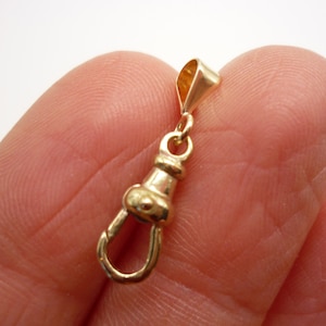 Solid Gold Charm Clip, Pendant Connector Bail Clasp