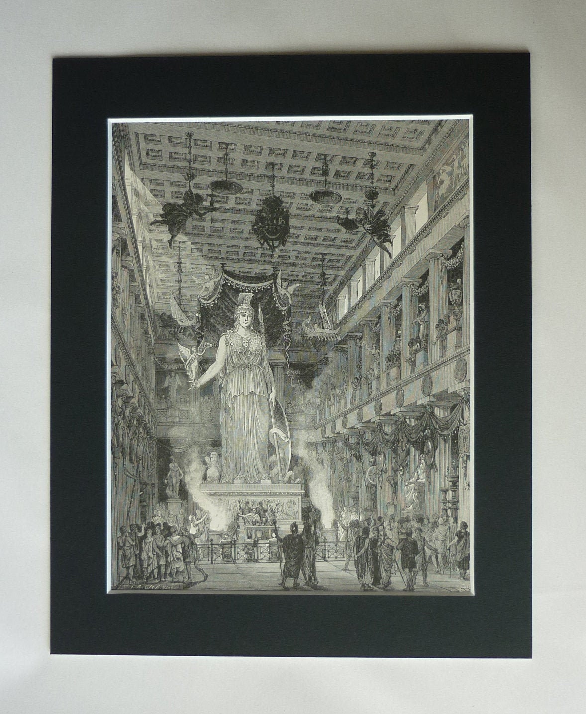 Image of 1886 Antique Athena Parthenos Print - Ancient Greek Sculpture History Greece Available Framed Victorian