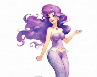 Vintage Retro mermaid Digital Art Print / Instant Download Printable Art Commercial Use