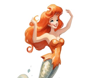 Vintage Retro mermaid Digital Art Print / Instant Download Printable Art Commercial Use