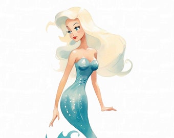 Vintage Retro mermaid Digital Art Print / Instant Download Printable Art Commercial Use