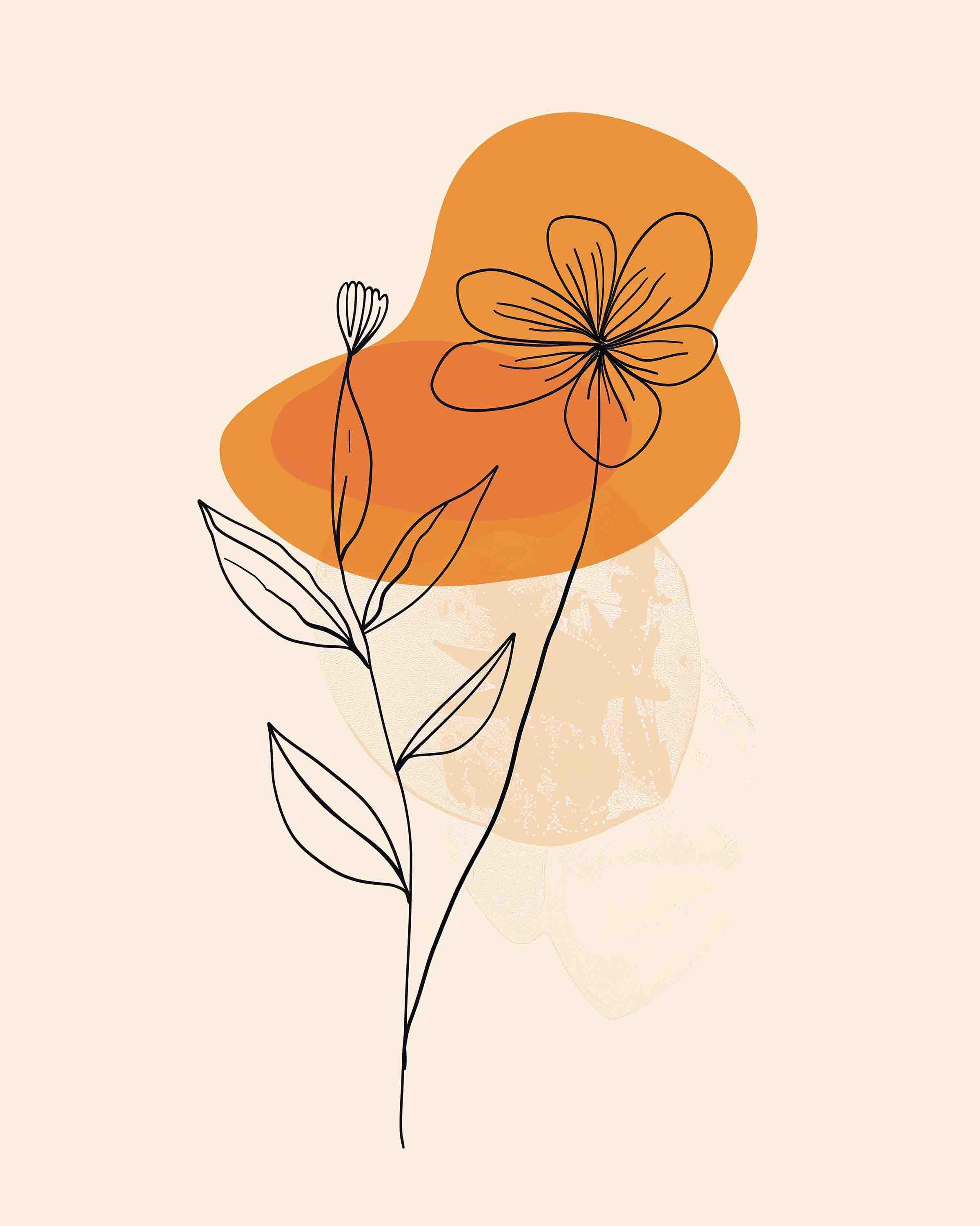 Modern Colorblock Floral Art Print, Abstract Flower Design (digital ...