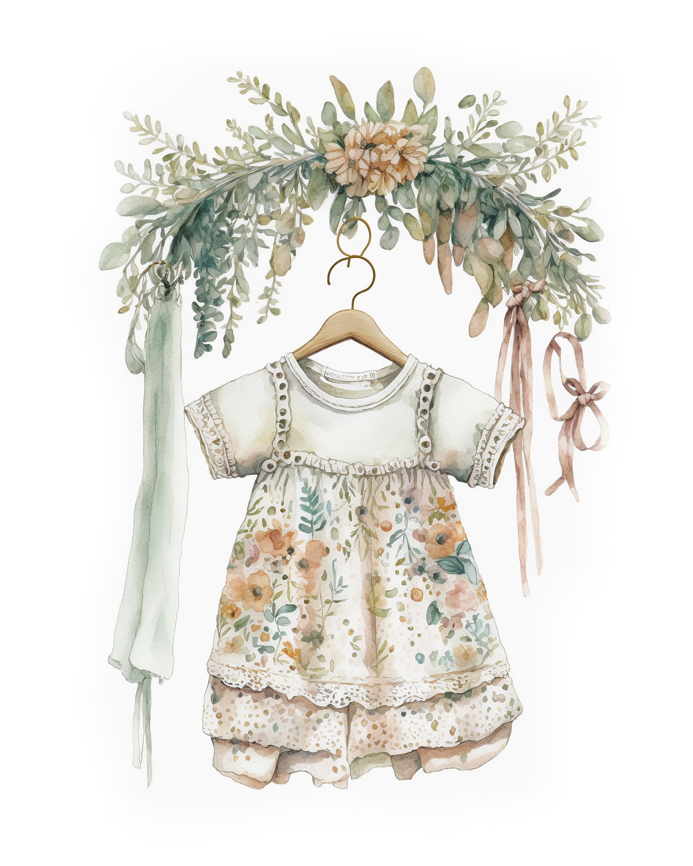 Watercolor Bows Baby Dress main image 1