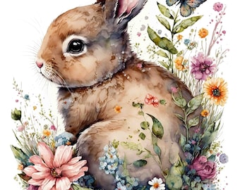 水彩壁絵watercolor“The Chilling Bunny Bunny” il_340x270.4707183484_if4i.jpg