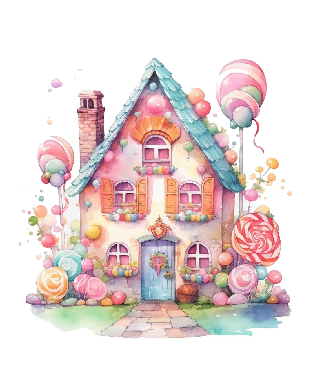 Watercolor Candy House Digital Art Print / Instant Download Printable ...