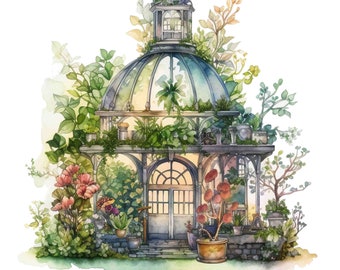 Aquarell Gewächshaus Digital Art Print / Instant Download druckbare Kunst