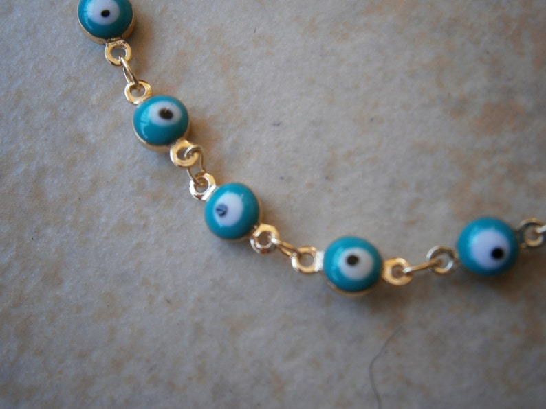GREEK EVIL EYE Silver /& Gold Tone Baby Blue Color Rainbow round 6mm bead bracelet Charm Nazar Mati Turkish beads Greece judaica hamsa