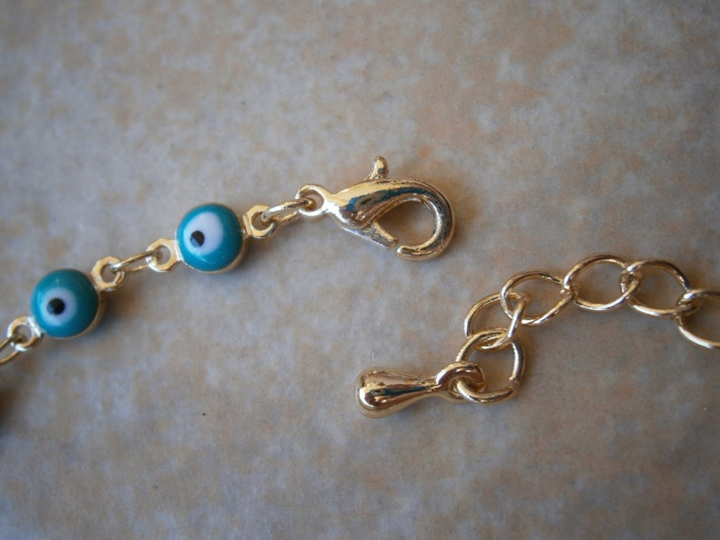 GREEK EVIL EYE Silver /& Gold Tone Baby Blue Color Rainbow round 6mm bead bracelet Charm Nazar Mati Turkish beads Greece judaica hamsa