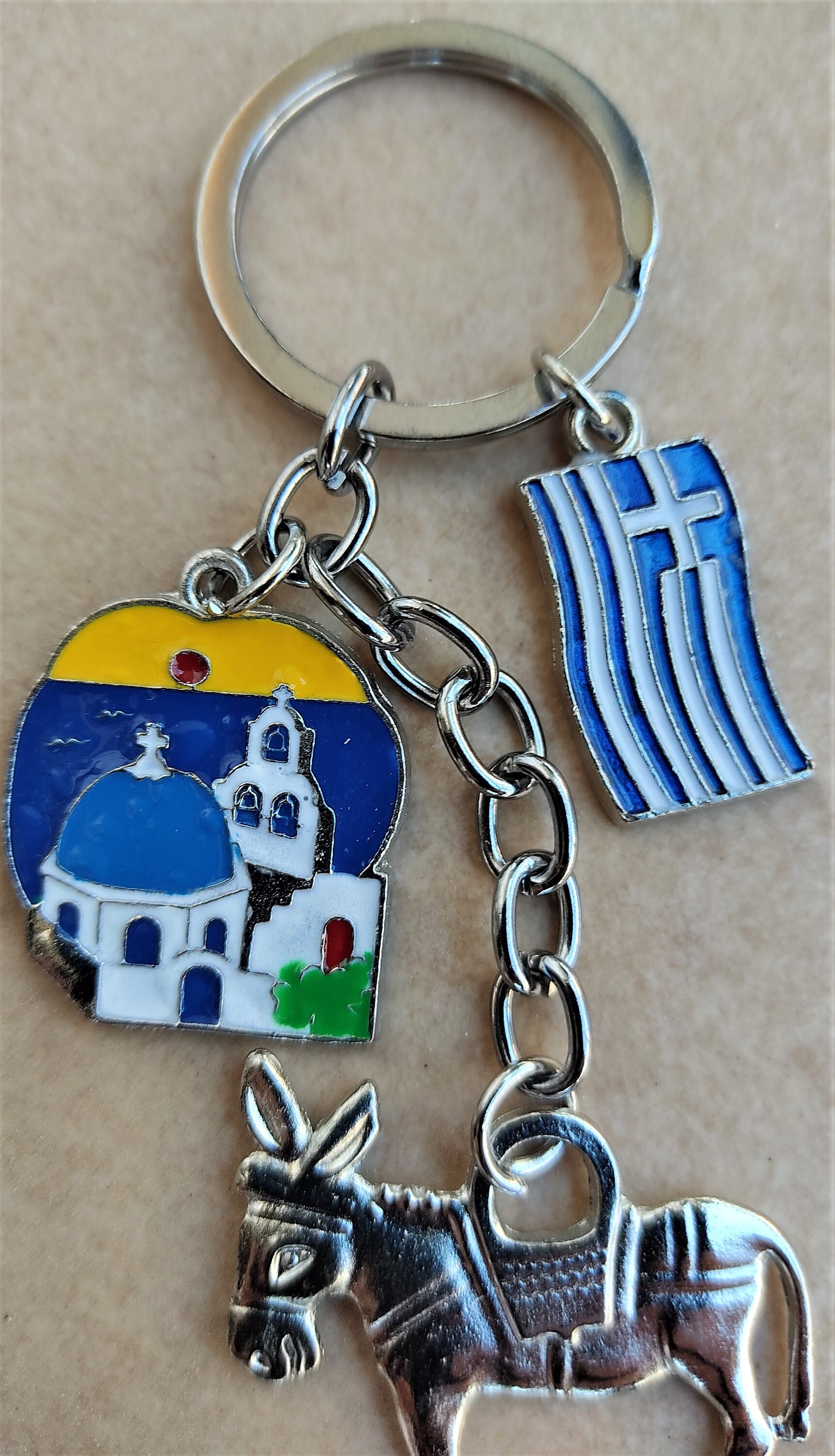 GREEK SANTORINI Donkey Hellas Flag Keychain Charm Mati Beads Etsy