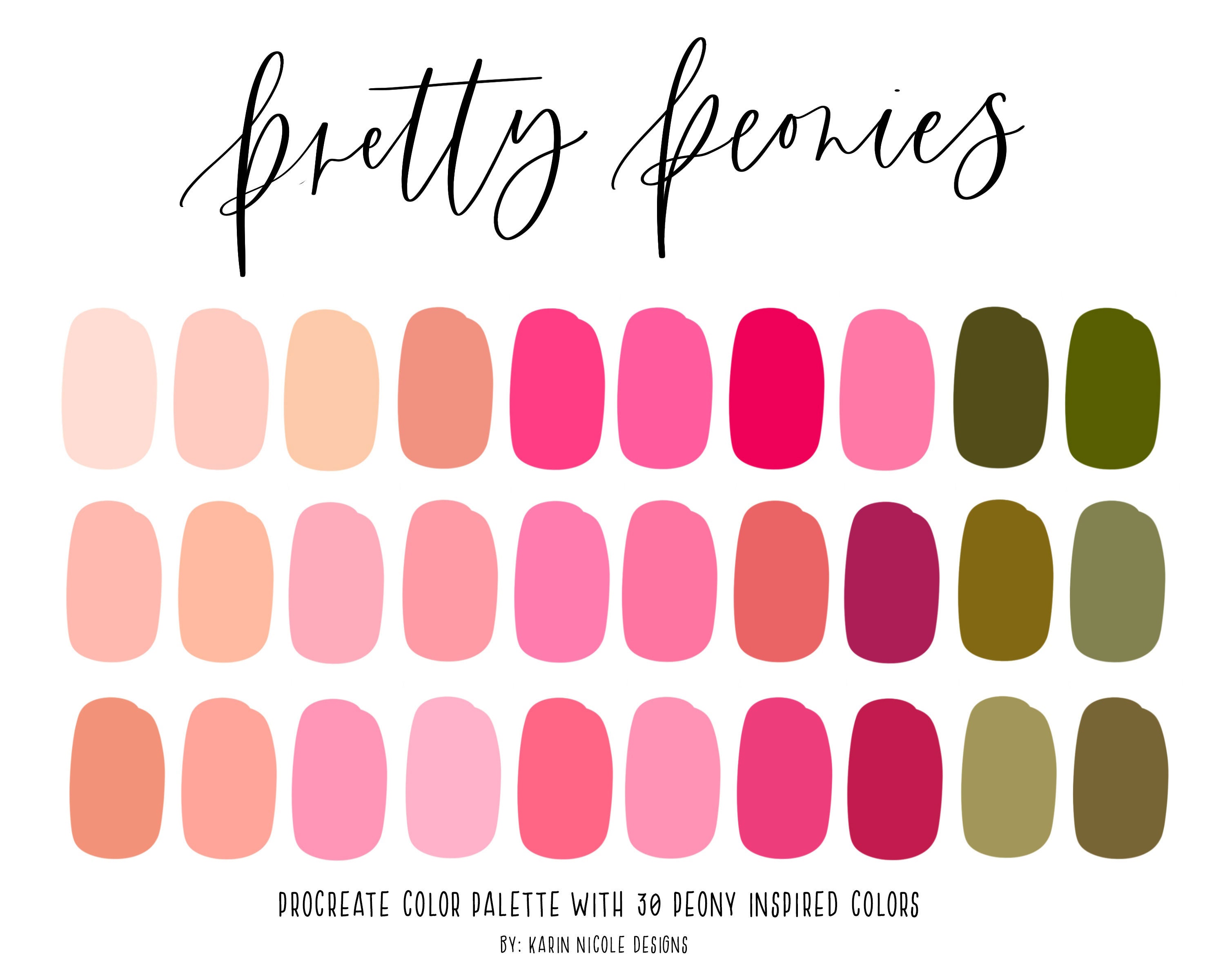 Shades of Pink Procreate Palette | Procreate Swatches | 30 Color Palette