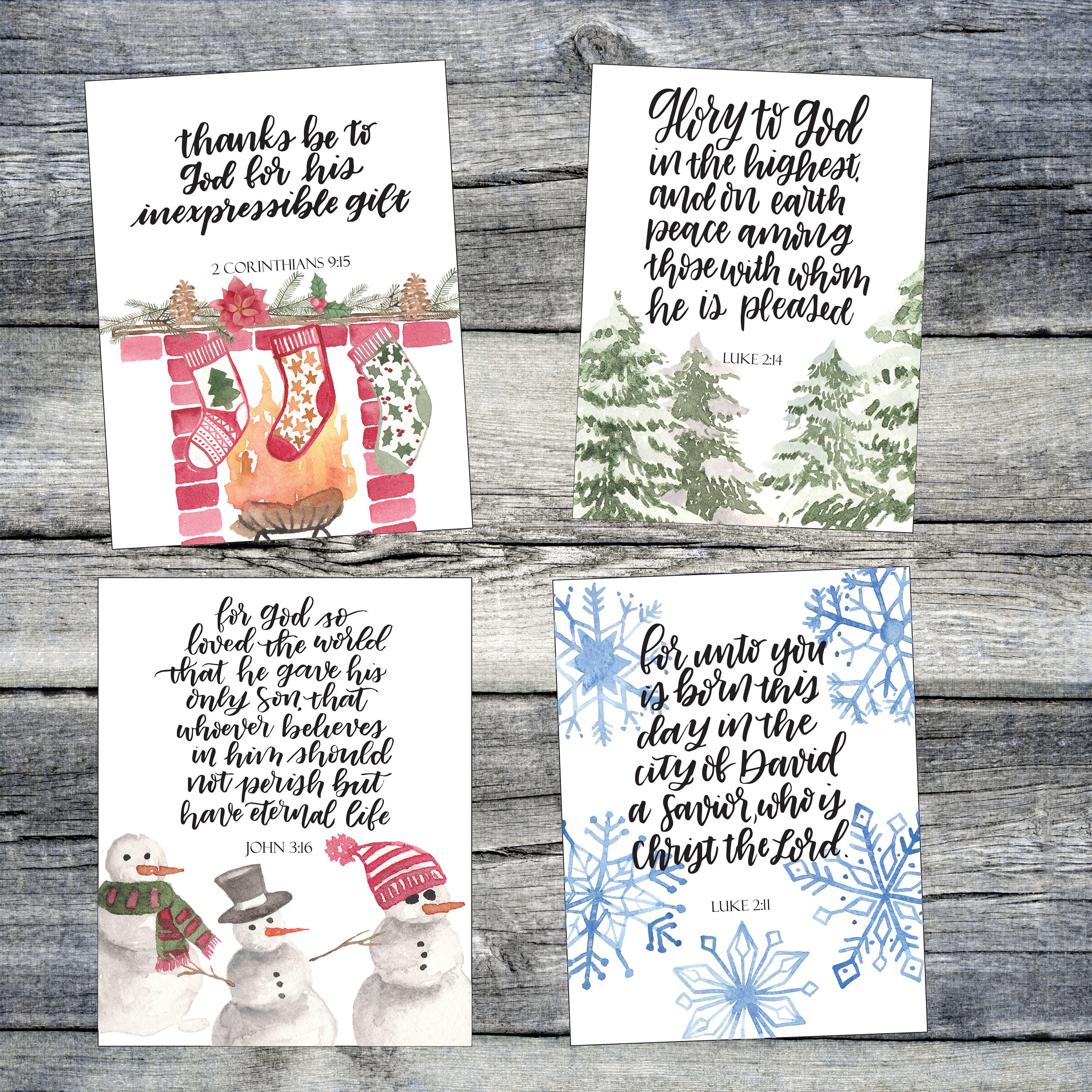 Printable Christmas Scripture Cards, Hand Lettered Bible Verse (digital ...