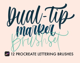 Dual Tip Marker Procreate Lettering Brushes iPad Calligraphy and Hand Lettering