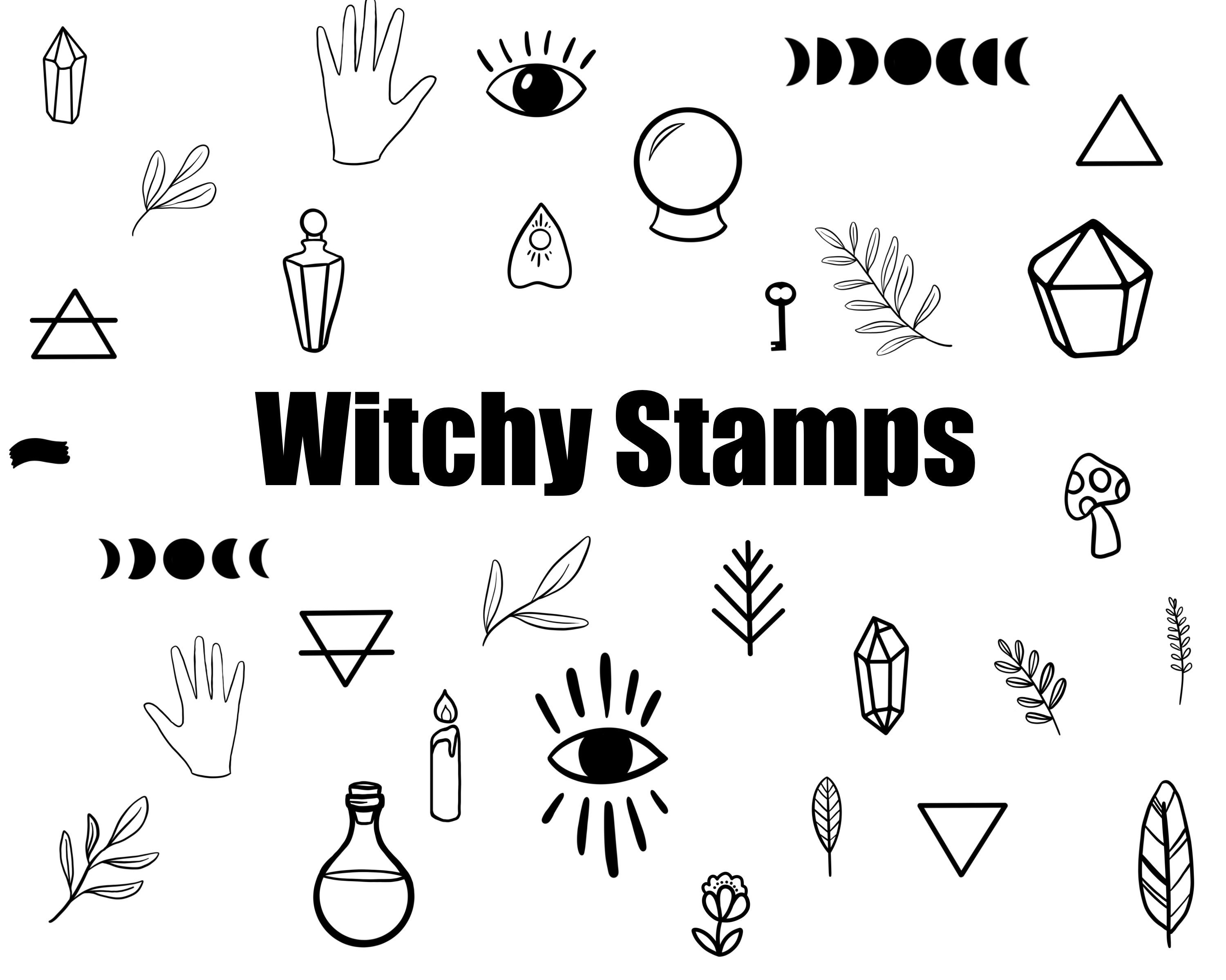 100 Witchy Astrological Procreate Stamp Brushes for Digital ...