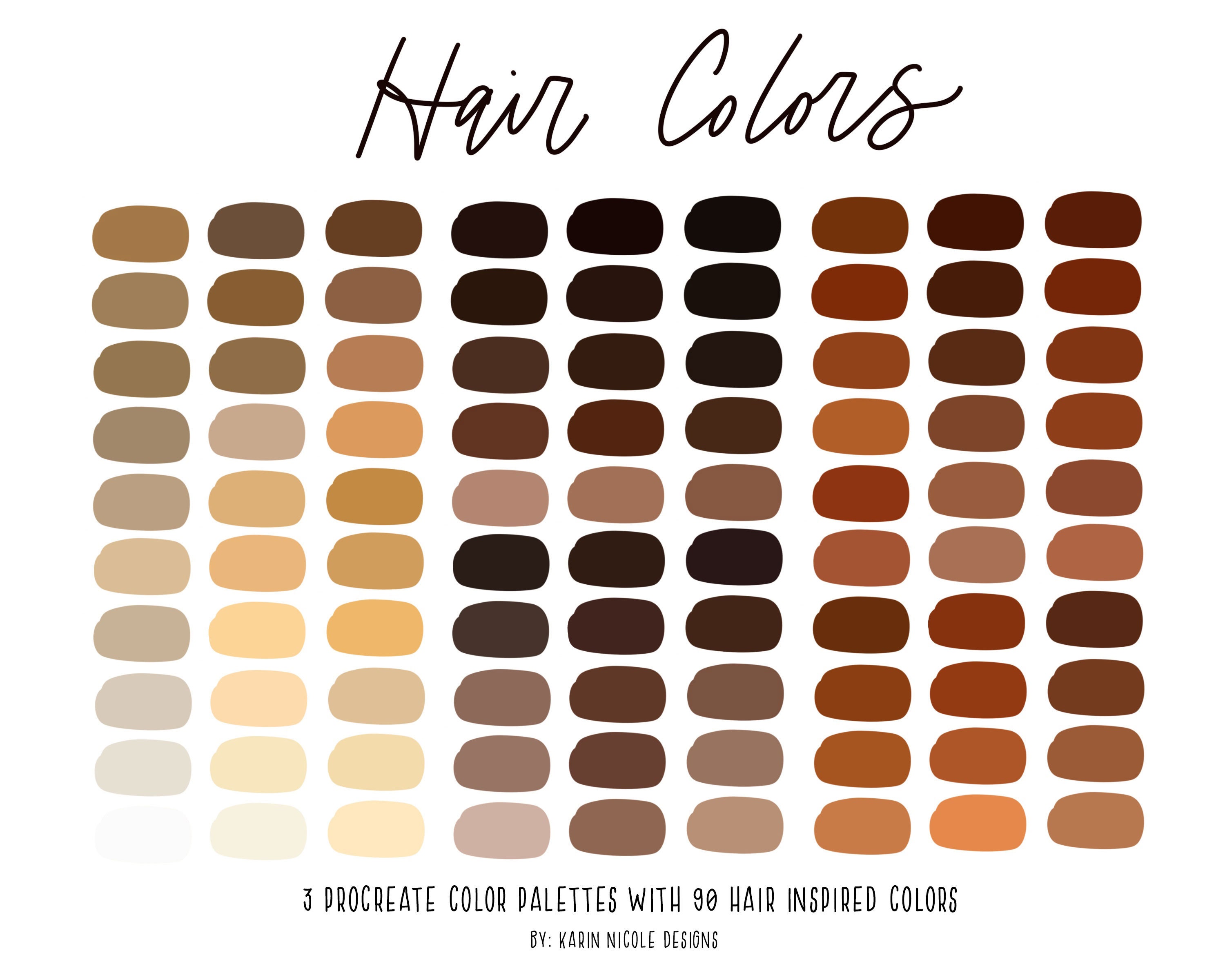 Hair  Procreate Color Palette By Christine Fleury  TheHungryJPEG