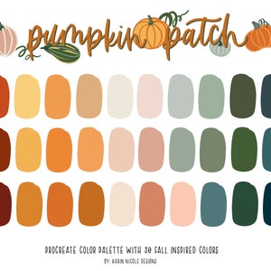 Fall Inspired Color Palette for Procreate Swatches for Digital Bullet Journal, Planner, Lettering, Fashion Illustration, Clip Art