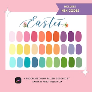 Easter Color Palette for Procreate: 30 Pastel Swatches (Digital Download)