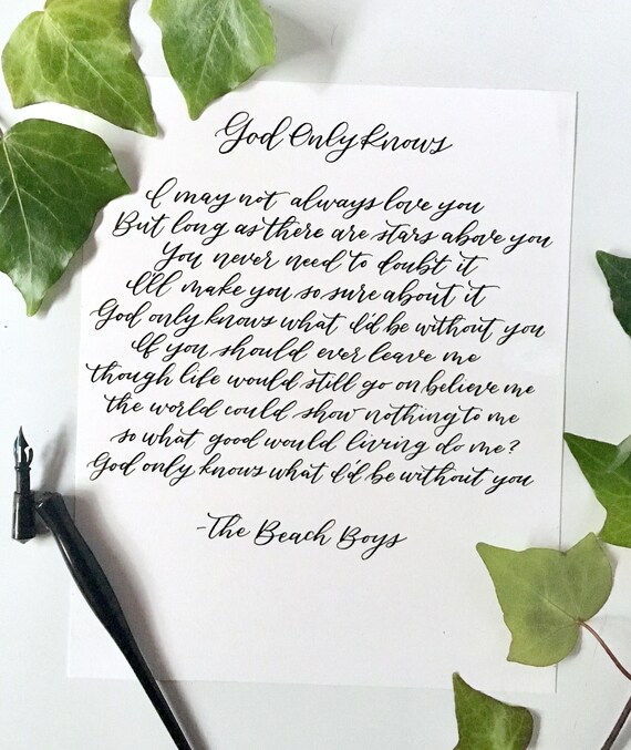 Custom Calligraphy Quote Wedding Vows First Dance Lyrics Etsy