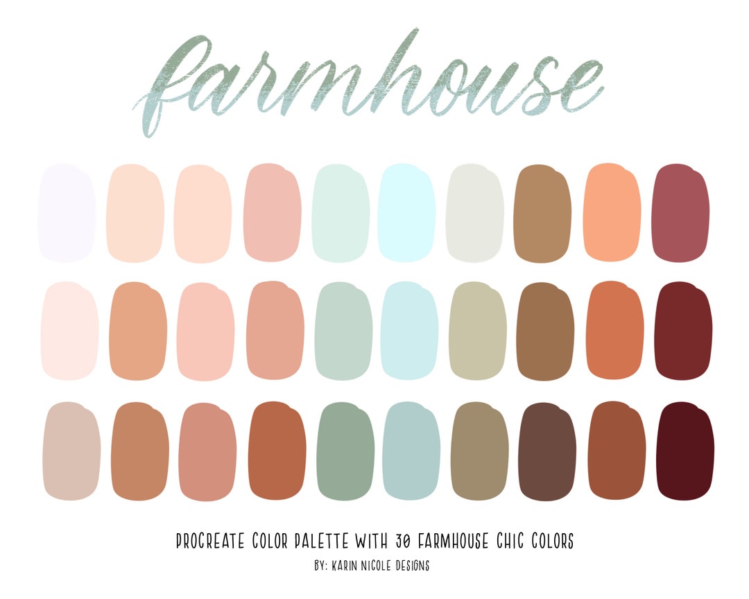 Farmhouse Inspired Procreate Color Palette, Pink, Blue, Neutral ...