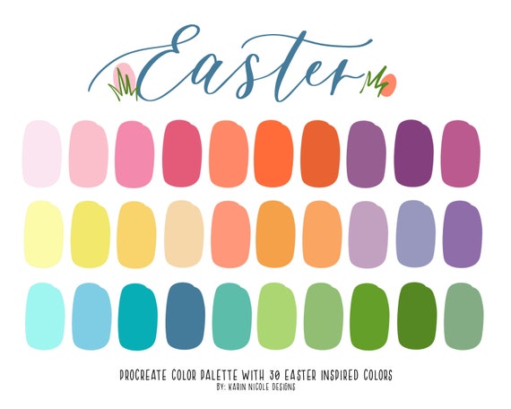 Easter Color Palette for Procreate, Pink Yellow Green Blue Violet Swatches  for Digital Art, Clipart Design Digital Download