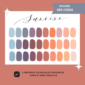Sunrise Procreate Color Palette: 30 Blue, Orange, Purple Swatches (Digital Download)