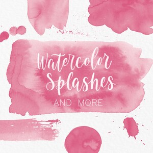 Pink Watercolor Splashes Stokes Splatter Clip Art, Hand Painted Branding Digital Scrapbooking, Pink Ink Splatter Brush Strokes Splotches