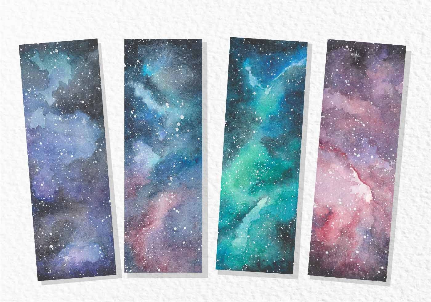 watercolor galaxy bookmarks printable bookmarks space theme etsy