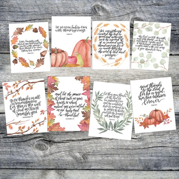 Printable Esv Scripture Card Thanksgiving Decor Hand Etsy