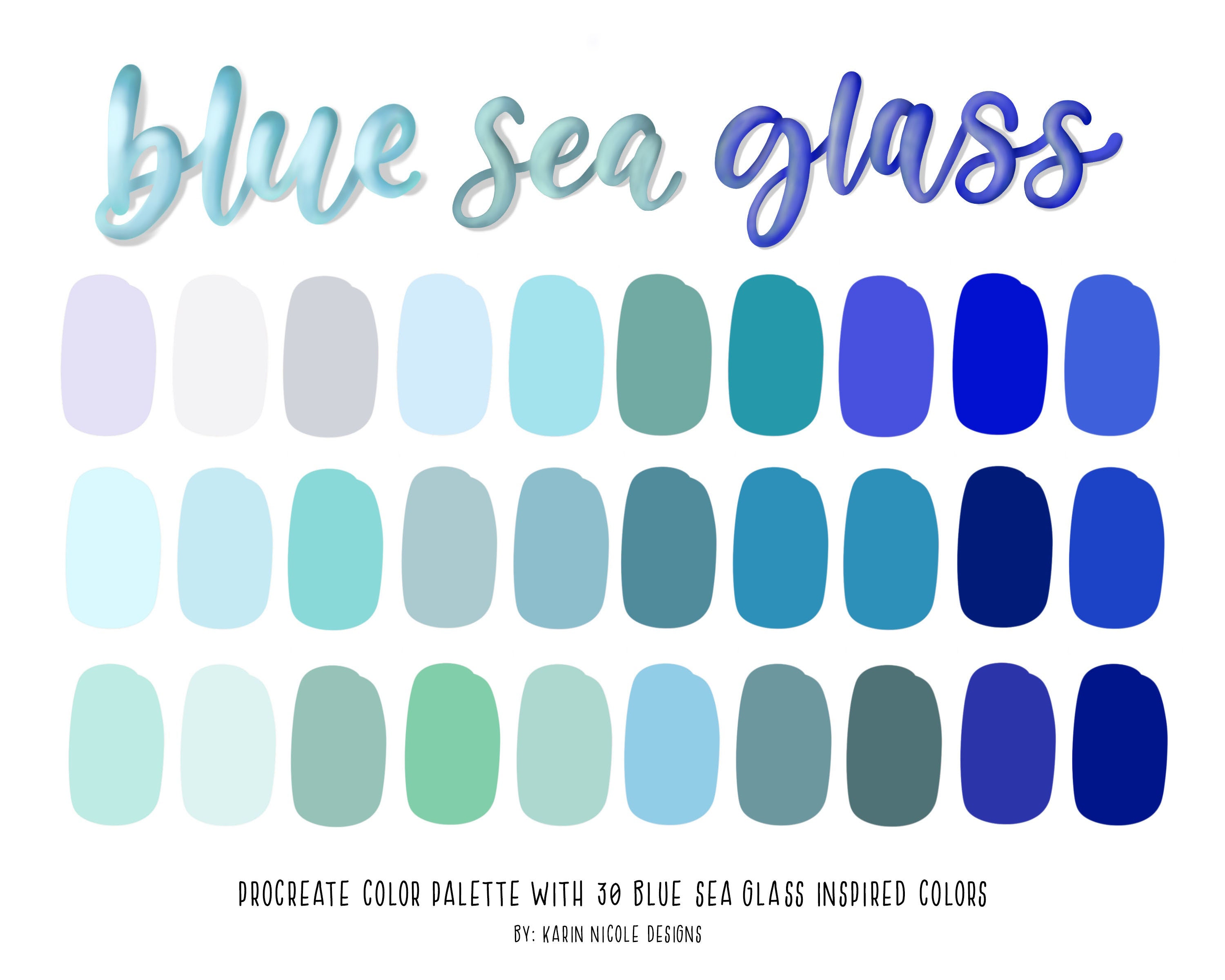 Blaue Farbpalette für Procreate Meer Schaum Türkis blaue | Etsy