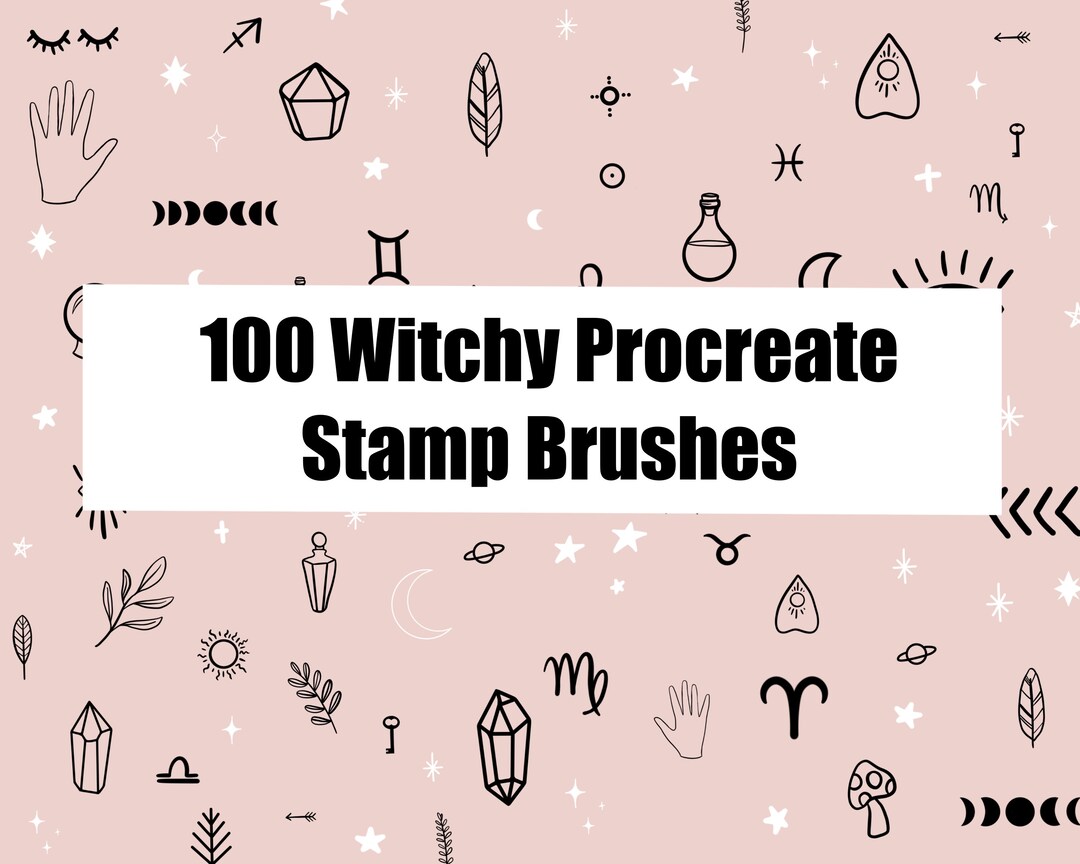 100 Witchy Astrological Procreate Stamp Brushes for Digital ...