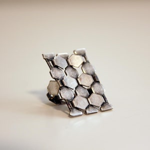 Silver Armor Finger Ring, Gothic Ring, Silver Finger Armor, Scale Mail Armor Finger Ring, Statement Ring