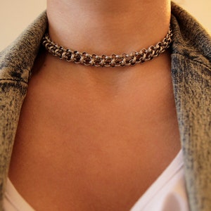 Silver Chain Choker, Chunky Link Chain Choker,Day Choker, Grunge Punk Rock jewelry, Handmade Unique Gift