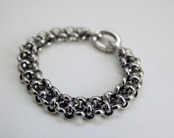 Chunky Chain Bracelet, Thick Chain Bracelet, Linked Chain Bracelet, Large Clasp Bracelet, Handmade Gift Idea