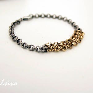 Two-Tone Chain Bracelet: Gold and Silver Plated Unisex Jewelry