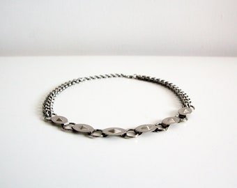 Handmade Silver Geometric Chain Choker: Grunge Punk Necklace