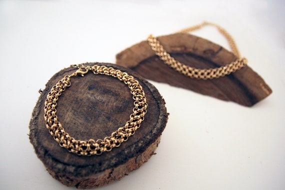 Set of Gold Chain Choker and Matching 