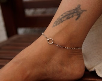 Delicate O-ring Anklet, Submissive Anklet, Day Collar Anklet, Karma Ring Anklet, Gift for her