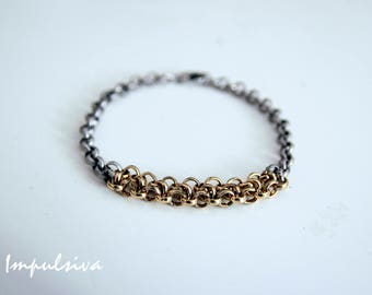 Fancy Modern Gold N Silver Chain Bracelet ,Two-Tone Chain Bracelet, Unisex Bracelet, Handmade Gift for Her, Birthday Present