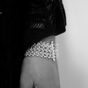 Multi-Chain Cuff Bracelet, Silver Chain Bracelet, Linked Bracelet, Silver Mesh bracelet, Special Gift