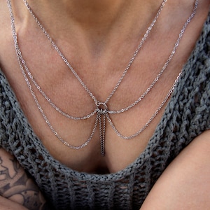 Body Decolletage Necklace, Breast Chain, Bodychain, Layered Chain, Bralette Statement Body Chain Jewelry, Breast Accessories Jewelry