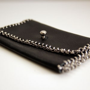 Cartera de piel con sobre, cartera fina, cartera minimalista, cartera de piel para hombre y mujer, accesorios de piel, idea de regalo única