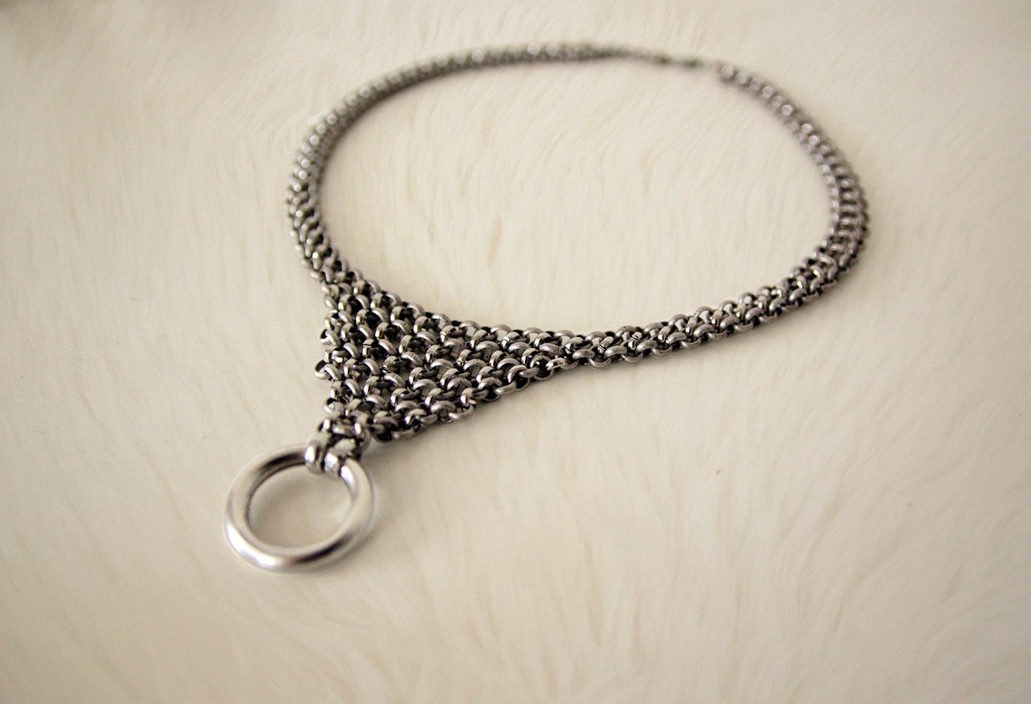 O-Ring Choker Necklace, Handcrafted Chain choker, O-Ring Choker Collar, BDSM Collar, Day Collar, Slave Collar, Circle Ring Chain Choker
