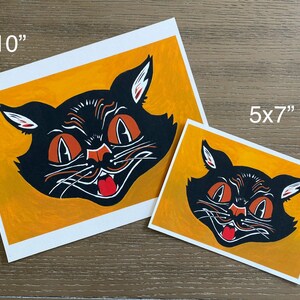 Vintage Black Cat Giclee Fine Art Print