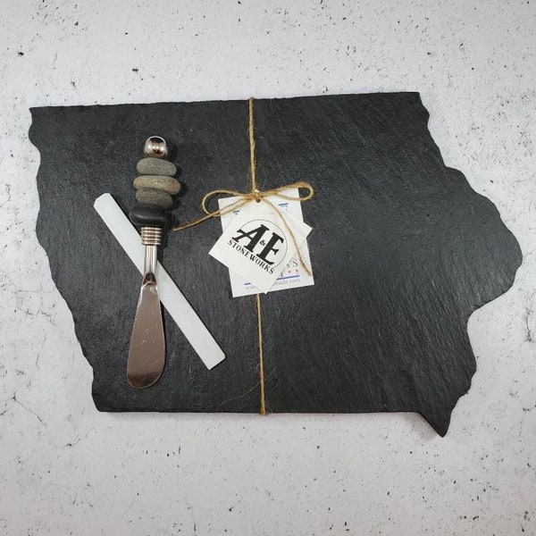 Iowa Slate Cheese Board - State Shaped Stone